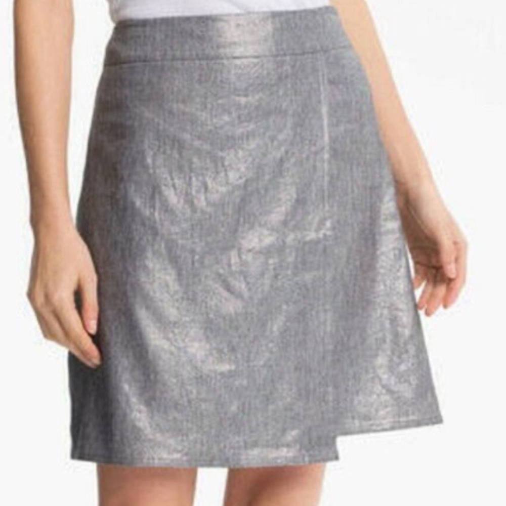 Eileen Fisher Silver Glimmer Metalic Strechy Skirt